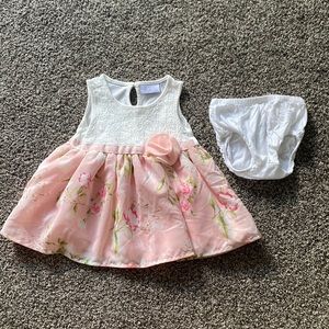 White and pink dress- 3-6 month